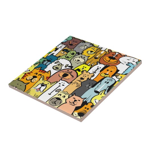 Carreau Illustrations de chiens et chats Animés (Côté)