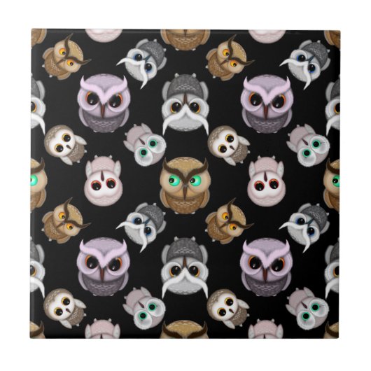 Carreau Illustrations de la chouette sur l'Arrière - plan (Devant)