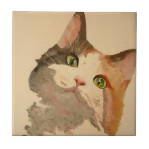 Carreau I'm All Ears : Calico Cat Portrait