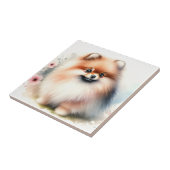 Carreau Image d'aquarelle mignonne Pomeranian (Côté)