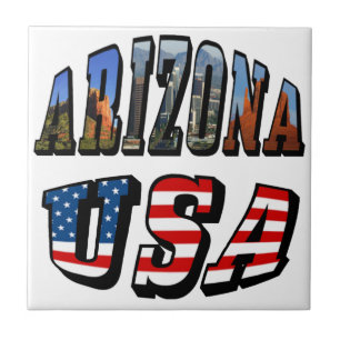 Carreau Image de l'Arizona et texte du drapeau des États-U