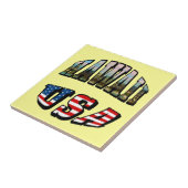 Carreau Image d'Hawaii et Texte du Drapeau des États-Unis (Côté)