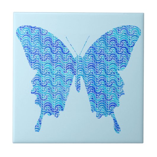 Carreau Image papillon, motif abstrait, nuances de bleu (Devant)