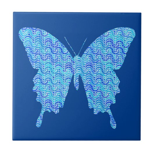 Carreau Image papillon, motif abstrait, nuances de bleu (Devant)
