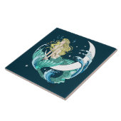 Carreau Imaginaire Art déco de la lune de sirène de Blonde (Côté)