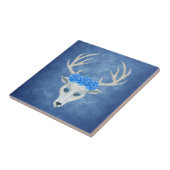 Carreau Imaginaire Blanc tête d'un cerf Antlers Rose bleu (Côté)