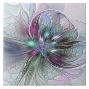 Carreau Imaginaire coloré Abstrait Fleur fractale moderne