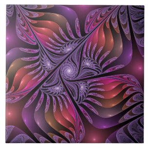 Carreau Imaginaire coloré Abstrait Trippy Violet Fractal