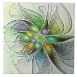 Carreau Imaginaire coloré Fleur moderne Abstrait Fractal