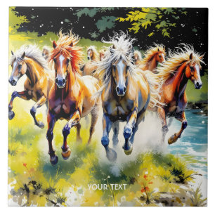 Carreau Imaginaire Cute Herd Chevaux Sauvages