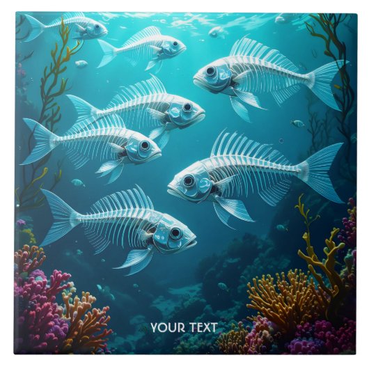 Carreau Imaginaire Cute Skeleton Fish School (Devant)