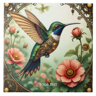 Carreau Imaginaire Cute Steampunk Fleurs d'oiseaux