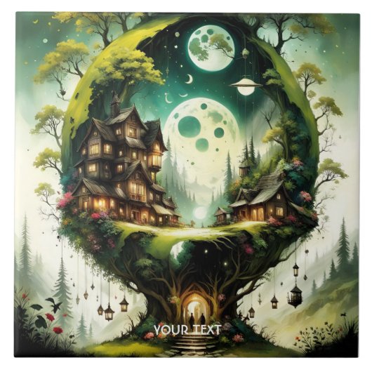 Carreau Imaginaire Cute Vivid Tree House Moon (Devant)