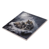 Carreau Imaginaire Cute Wolf Famille Hiver (Côté)