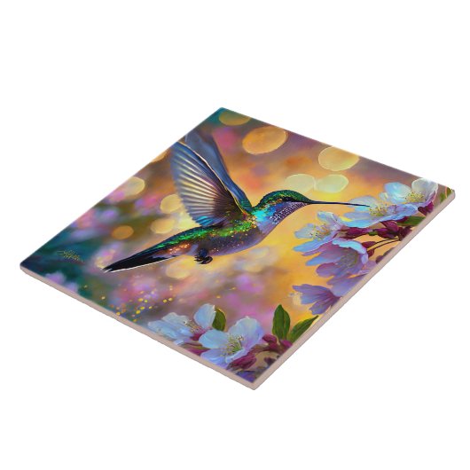 Carreau Imaginaire de cerisier en fleurs Hummingbird (Côté)