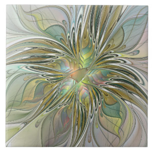 Carreau Imaginaire Floral Fleur Art Fractal Moderne Avec O