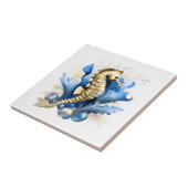 Carreau Imaginaire marin de mer mer poisson bleu or bleu (Côté)