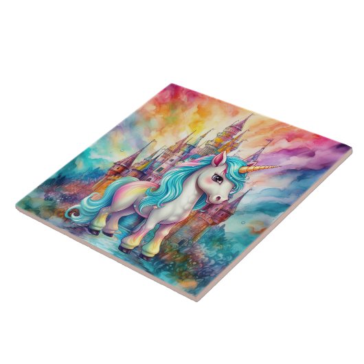 Carreau imaginaire mignon fille licorne (Côté)