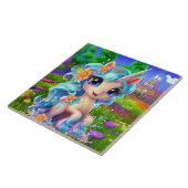 Carreau imaginaire mignon fille licorne (Côté)