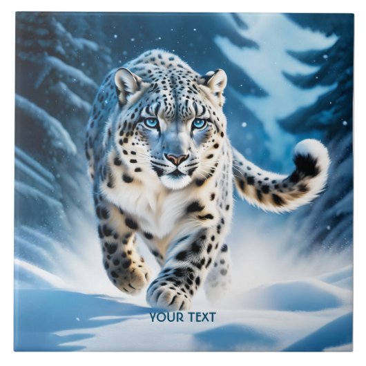 Carreau Imaginaire mignon léopard de neige en course (Devant)