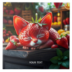 Carreau Imaginaire mignonne fraise Lovely Kitten