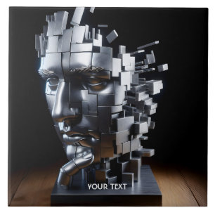 Carreau Imaginaire Mur Visage Métal Sculpture