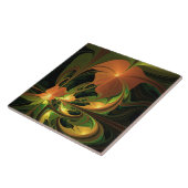 Carreau Imaginaire Plante Abstrait rouille verte Brown fra (Côté)