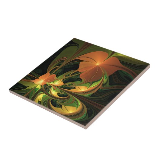 Carreau Imaginaire Plante Abstrait rouille verte Brown fra (Côté)