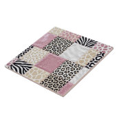 Carreau Impression Animale de Luxe Rose Faux Paillettes (Côté)