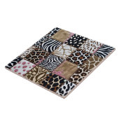 Carreau Impression Animale Luxueuse Rose Strass (Côté)