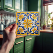 Carreau Impression Azulejo Fleur-de-Lis Dorée