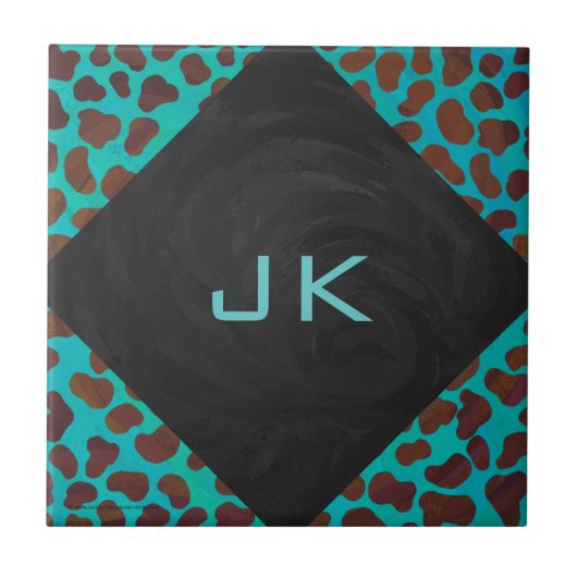 Carreau Impression Brown et Turquoise dalmate (Devant)