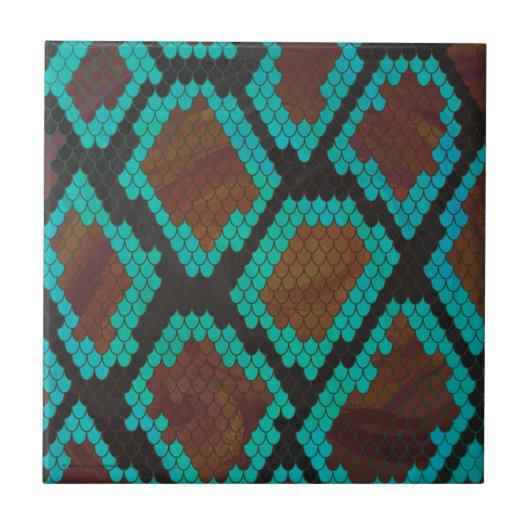 Carreau Impression Brown et Turquoise de serpent (Devant)