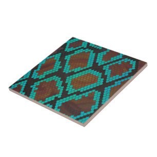 Carreau Impression Brown et Turquoise de serpent