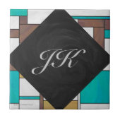 Carreau Impression Brown jaune Turquoise Mondrial (Devant)