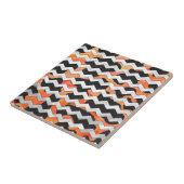 Carreau Impression Chevron noir et orange de vache (Côté)