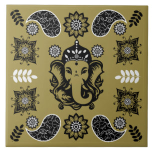 Carreau Impression d'art hindou sur le thème de Ganesha