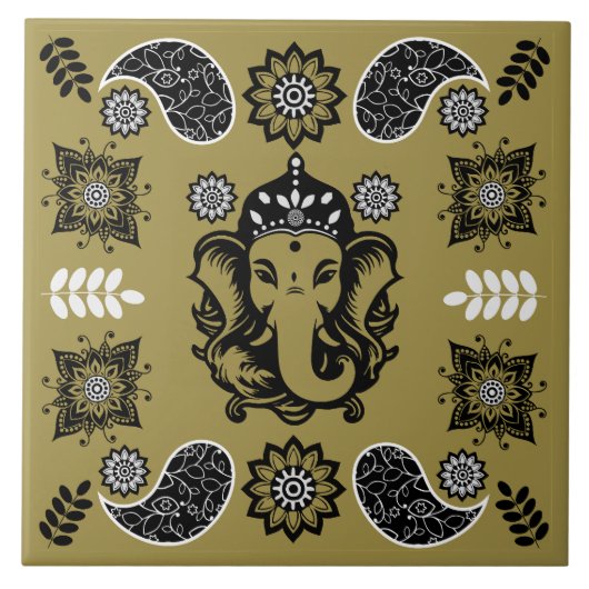 Carreau Impression d'art hindou sur le thème de Ganesha (Devant)