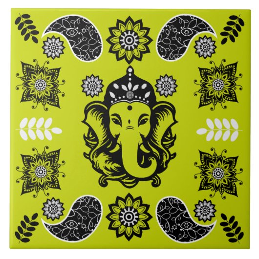 Carreau Impression d'art hindou sur le thème de Ganesha (Devant)