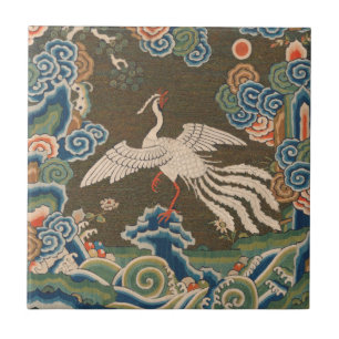 Carreau Impression de broderie en soie blanche antique chi