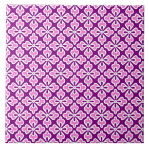 Carreau Impression de kimono floral, rose et violet orchid