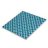 Carreau Impression de kimono floral, turquoise et indigo (Côté)