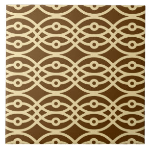 Carreau Impression de kimono, marron chocolat et beige