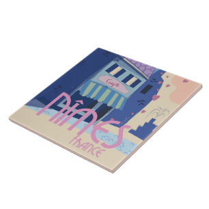 Carreau Impression de l'affiche de voyage de Nîmes France.