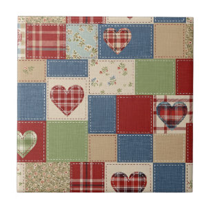 Carreau Impression de patchwork de cœur de ferme vintage