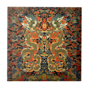 Carreau Impression de textile de dragon chinois vintage Ar