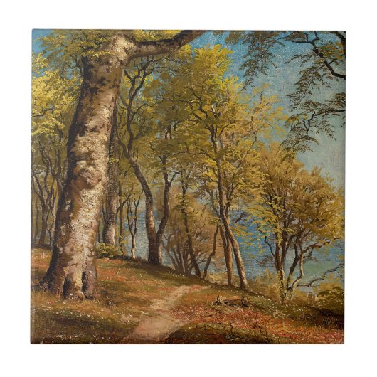 Carreau Impression d'une peinture à l'huile de forêt côtiè (Devant)