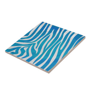 Carreau Impression en bleu et blanc Zebra