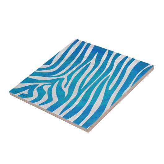 Carreau Impression en bleu et blanc Zebra (Côté)