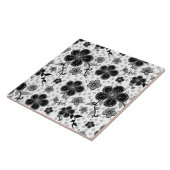 Carreau Impression florale noire et blanche (Côté)